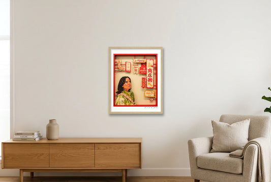 Lost in the market — 40×50cm, 16×20" Oak Frame